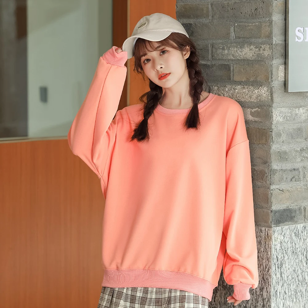 8 Colors Winter Grey Pink  Round Neck Long Sleeve Velvet Warm Sweatshirts Women Korean Black Loose  Female Casual Coat