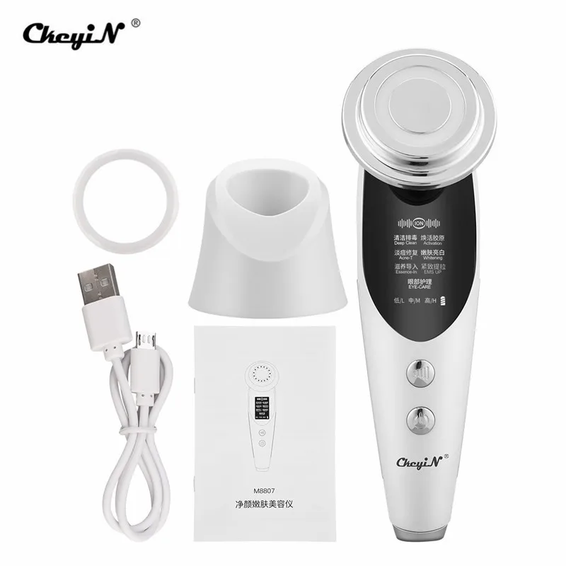 

CkeyiN 7 In 1 EMS Facial LED Light Therapy Wrinkle Removal Skin Face Lifting Tightening Hot Treatment Skin Care Beauty Machine