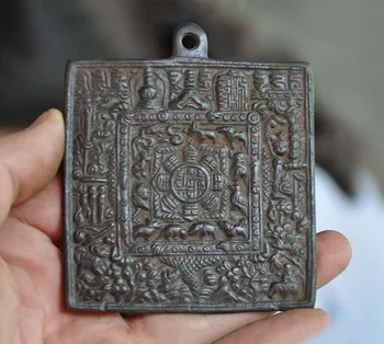 

Wedding Decoration Old Tibet Buddhism Bronze pagoda stupa 12 animal pattern Exorcism amulet Pendant
