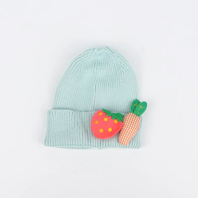 Зимние новые стильные детские утолщенные вязанные шапочки Skullies карамельного цвета клубники, шапка бини для детей и взрослых 07 - Цвет: Синий