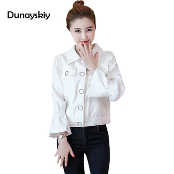 

New Arrival Autumn Short Coats Jackets Woman Solid Turn Down Collar Fashion Girls Coat Students Jacket Flare Sleeve High Quality