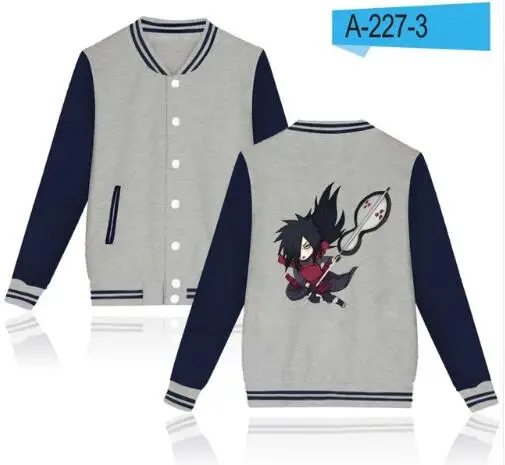 Gray and Navy Новая куртка Наруто бейсбольная куртка для мужчин и женщин Harajuku Толстовка пальто Зимние куртки аниме Наруто монолитная куртка с Наруто для мужчин - Цвет: Gray and Navy
