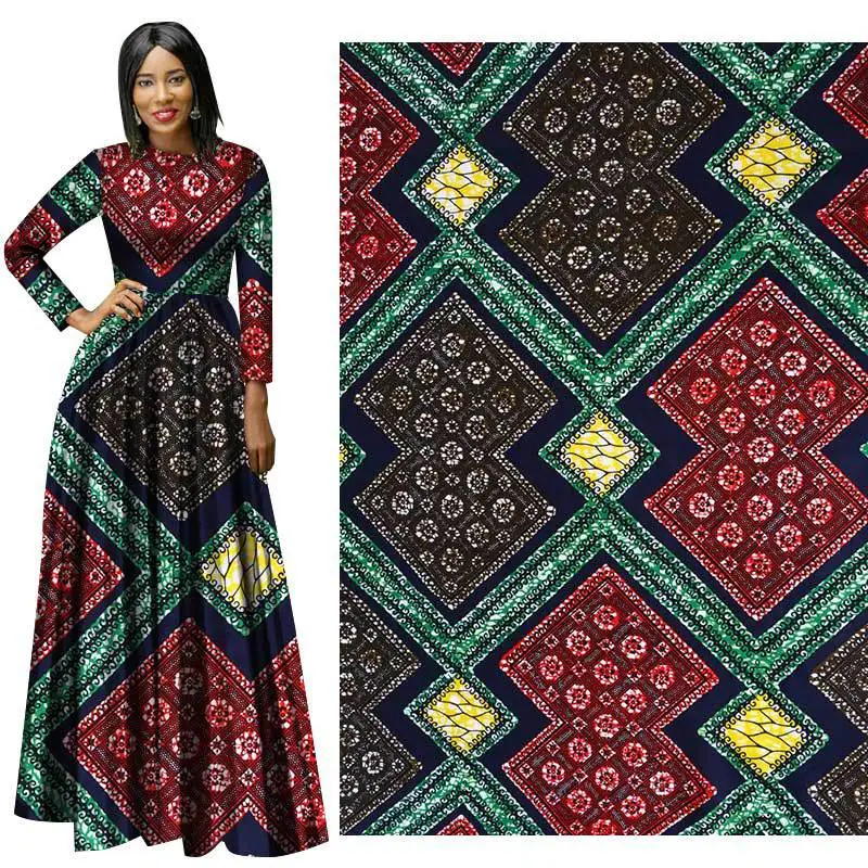 

Diamond Ankara Nigerian Printed Wax Cloth Fabric 6Yards African Dutch veritable Wax Cloth Fabric For Wedding Dress Suit FS1063