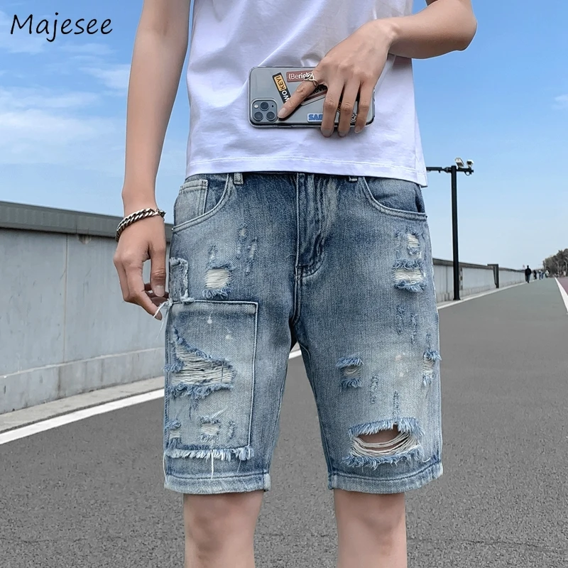 Pantalones cortos rasgados informales para hombre, Shorts holgados de talla grande M 3XL, Estilo Vintage Hip Chic, Harajuku|Pantalones cortos| - AliExpress