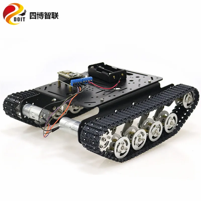 SZDOIT Nodemcu WIFI Control TS100 Metal Tracked RC Robot Tank Chassis Kit with High Torque 9V Motors DIY for Arduino Educational