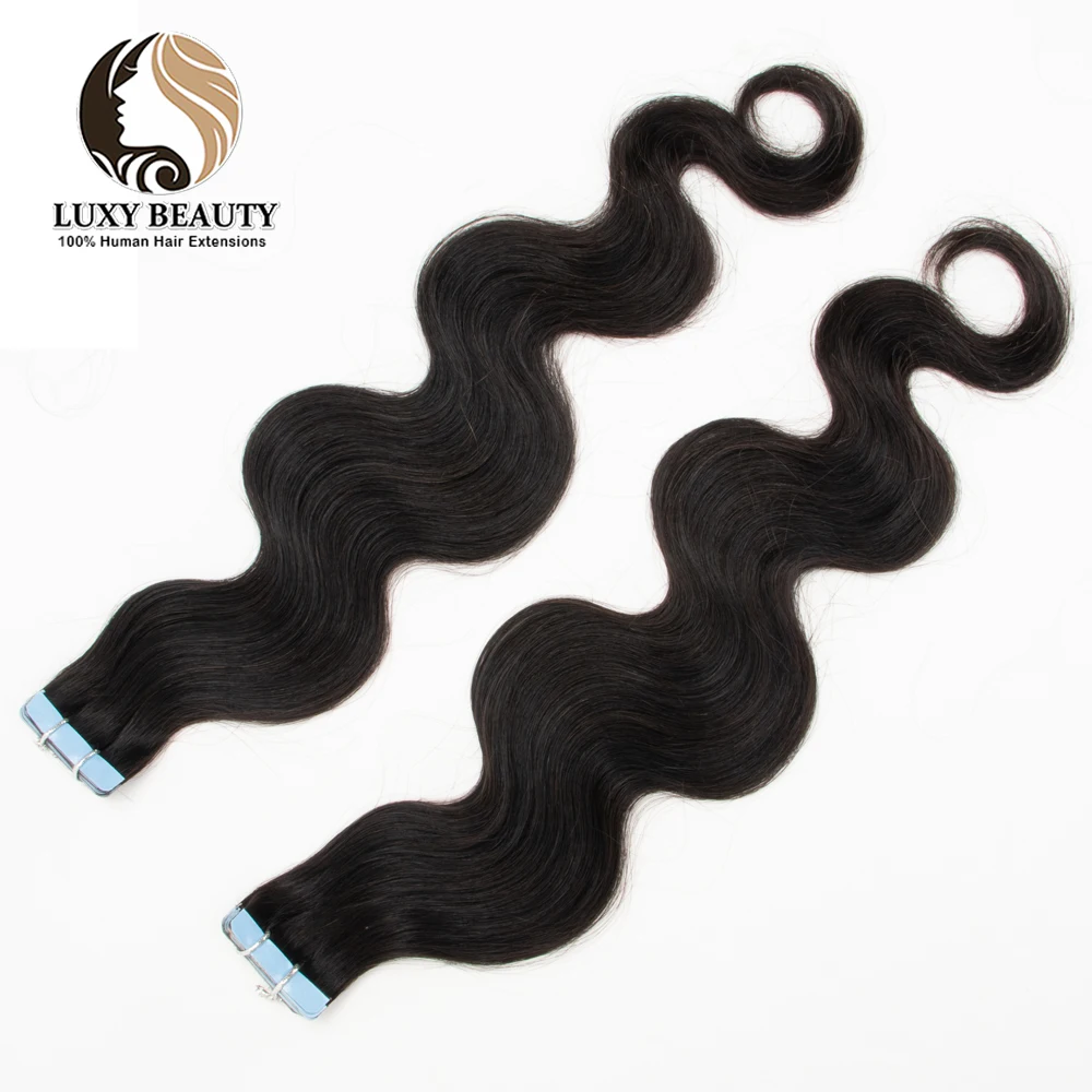 Tape in Hair Extensions Water Wave For Black Women Body Wave 100% Human Hair Adhesive Invisible Black Hair Wet and Wavy