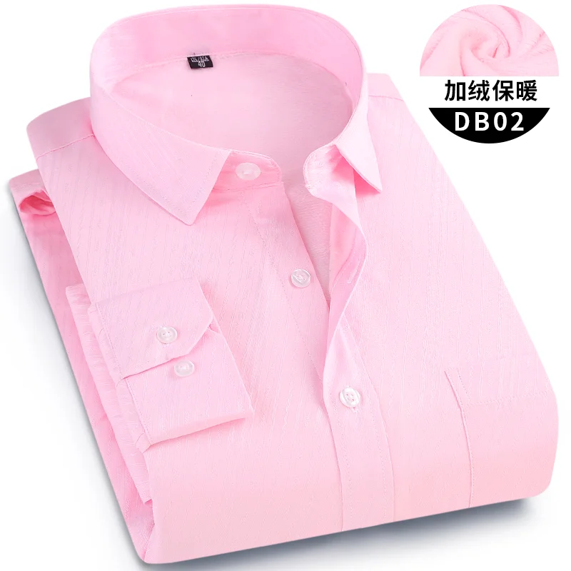 Зимняя плюс размер плюс бархатная теплая рубашка мужская официальная одежда Повседневная рубашка с длинными рукавами деловая Высококачественная Мужская рубашка - Цвет: Черный