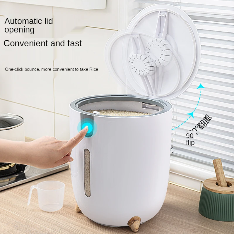 

Kitchen household rice bucket storage sealed transparent flip plastic storage box moisture-proof and insect-proof