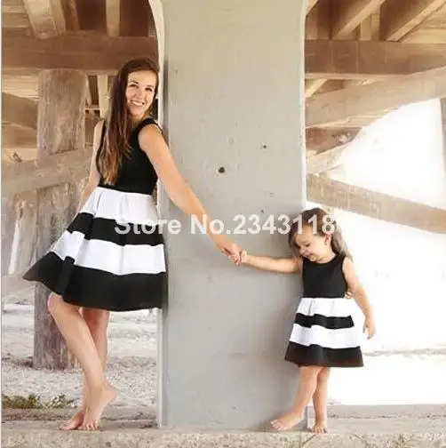 

Mommy And Me Family Matching Mother Daughter Striped Patchwork Dresses Mom And Daughter Dress Kids Parent Child Outfits Clothes