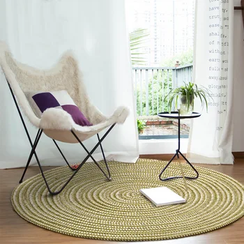 

Entrance Toilet Round Door Mat, Rope Woven Floor Mat, Kitchen Living Room Chair Mat, Machine Washable Floor Mat