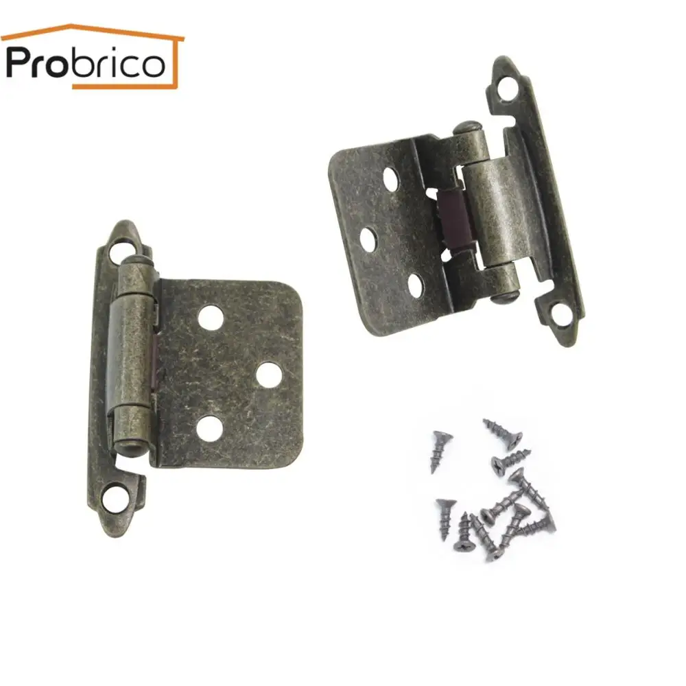 Probrico 100 пара, закрывающийся античный бронзовый шарнир для кухонного шкафа, скрытая петля для двери шкафа,, мебельная фурнитура