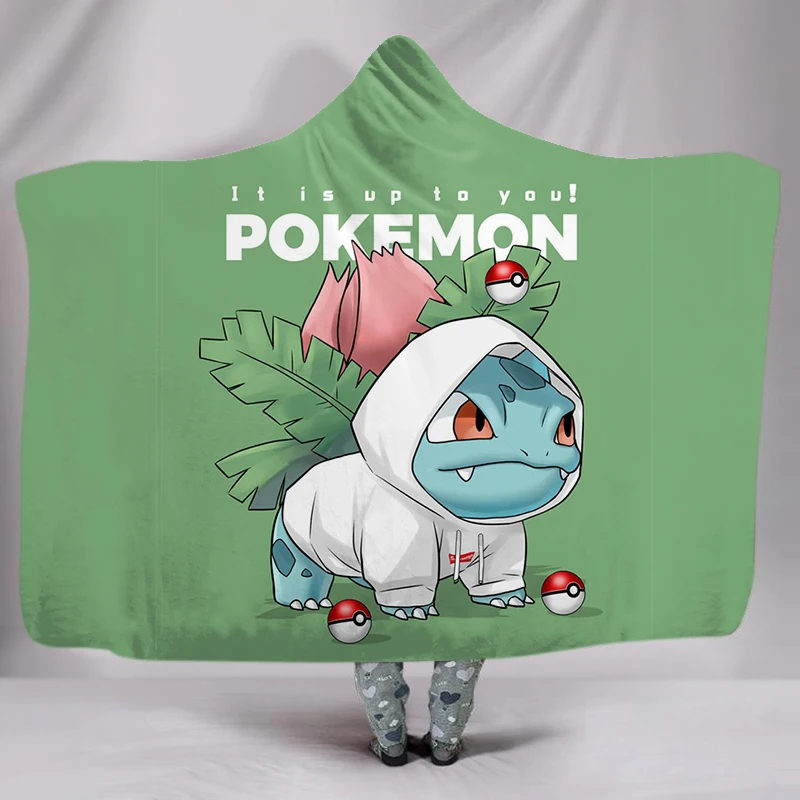 

Soft Warm Nap Throw Blanket for Bed Pokemon Sherpa Fleece Wearable Hooded Throw Home Custom Blanket 150x200cm for Boys Girls
