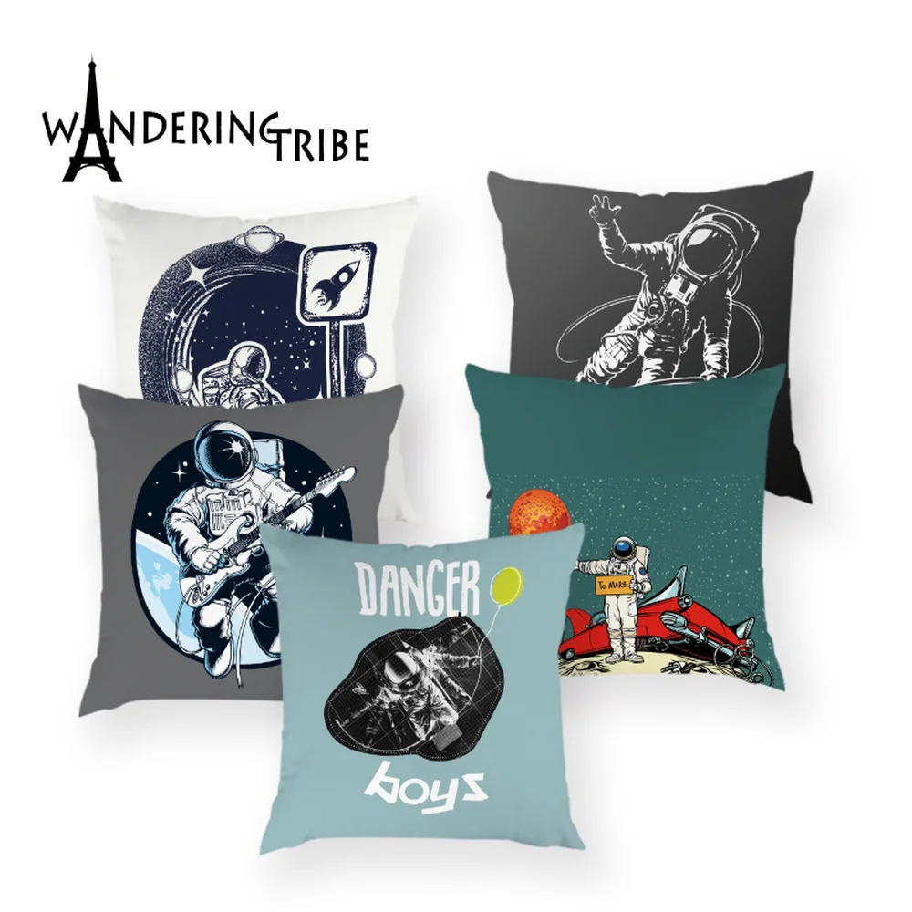 

Astronauts Pillow Case Space Science Throw Cushion Pillows Cover Spacecraft Robot Cushions Covers Home Decor Bed Cases Kissen
