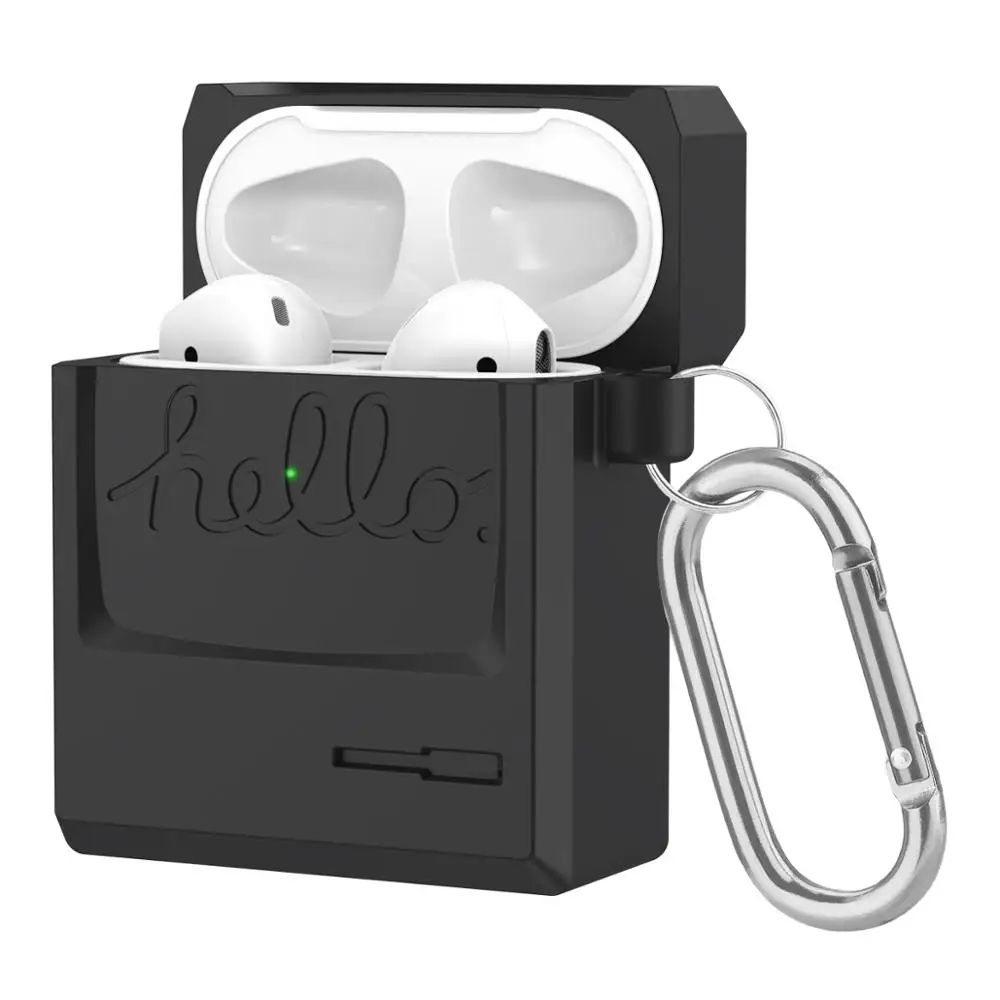 Black Ретро Модный противоударный чехол для наушников для Airpods 1 2 Чехол Мягкий силиконовый полный защитный чехол для Airpods чехол мягкий чехол - Цвет: Black
