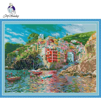 

Joy Sunday,town,cross stitch embroidery kit,Scenery pattern cross stitch,Needlework counted cross-stitch patterns,cross stitch