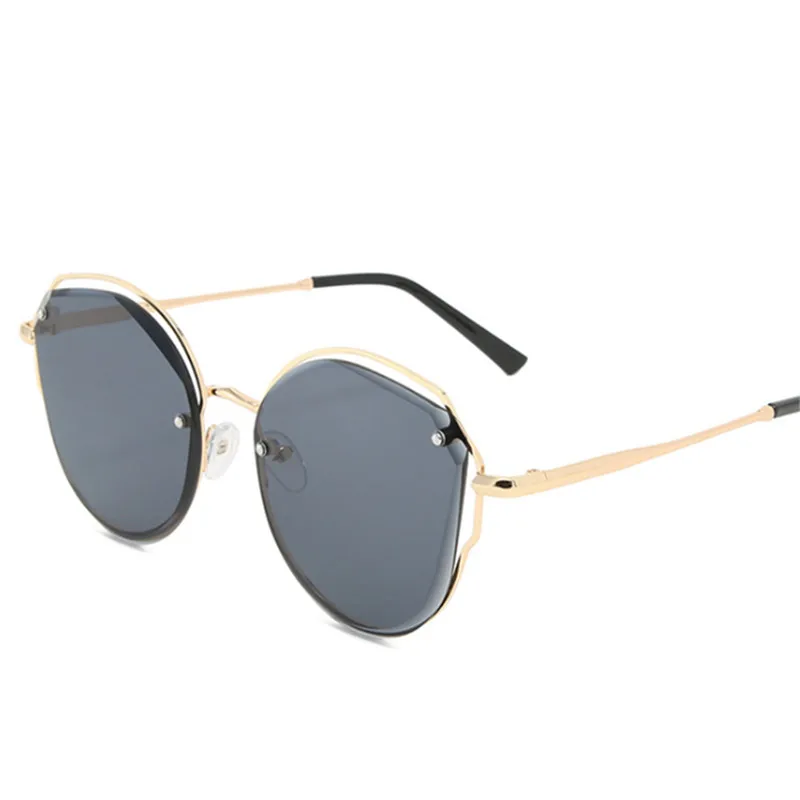 YOOSKE Необычные линзы солнцезащитные очки для женщин модные брендовые дизайнерские женские роскошные солнцезащитные очки металлическая оправа винтажные очки UV400 - Цвет линз: Black