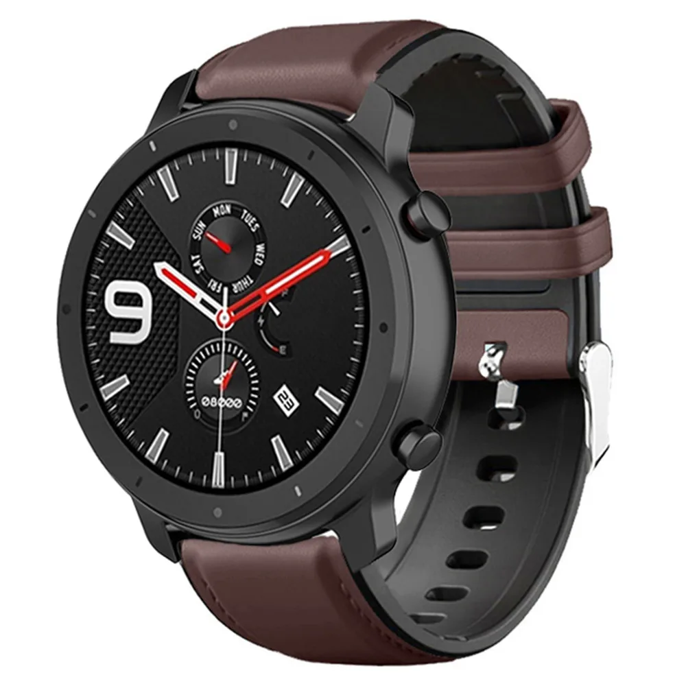 

Bracelet For Amazfit GTR 47mm Strap For Huami Amazfit GTR Pace Stratos 2 3 Smart Watch Band Leather + Silicone Watchband Straps