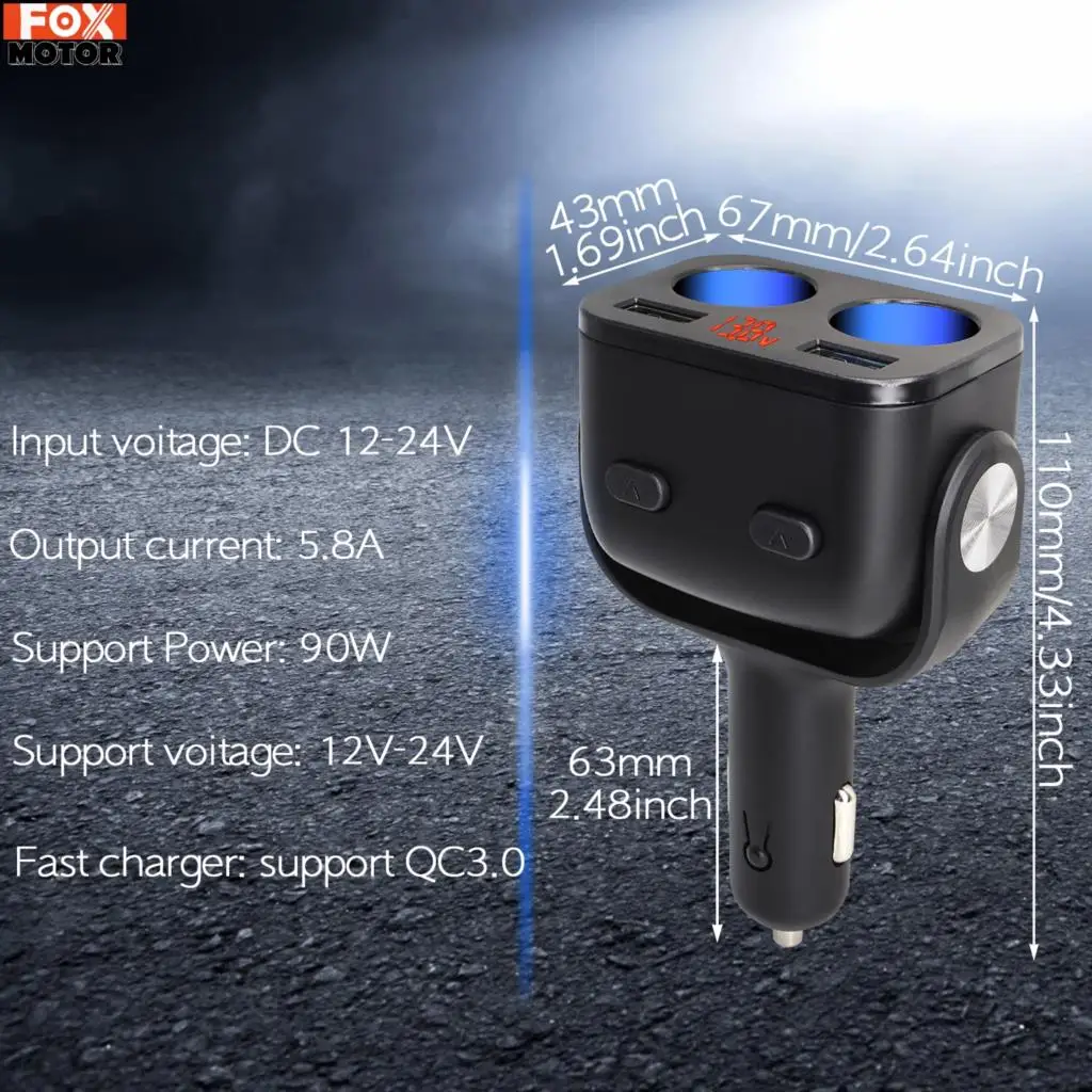    , QC3 2USB , ʰ , 90W LED ȭ е,  ڵ   ÷ ø, 12V