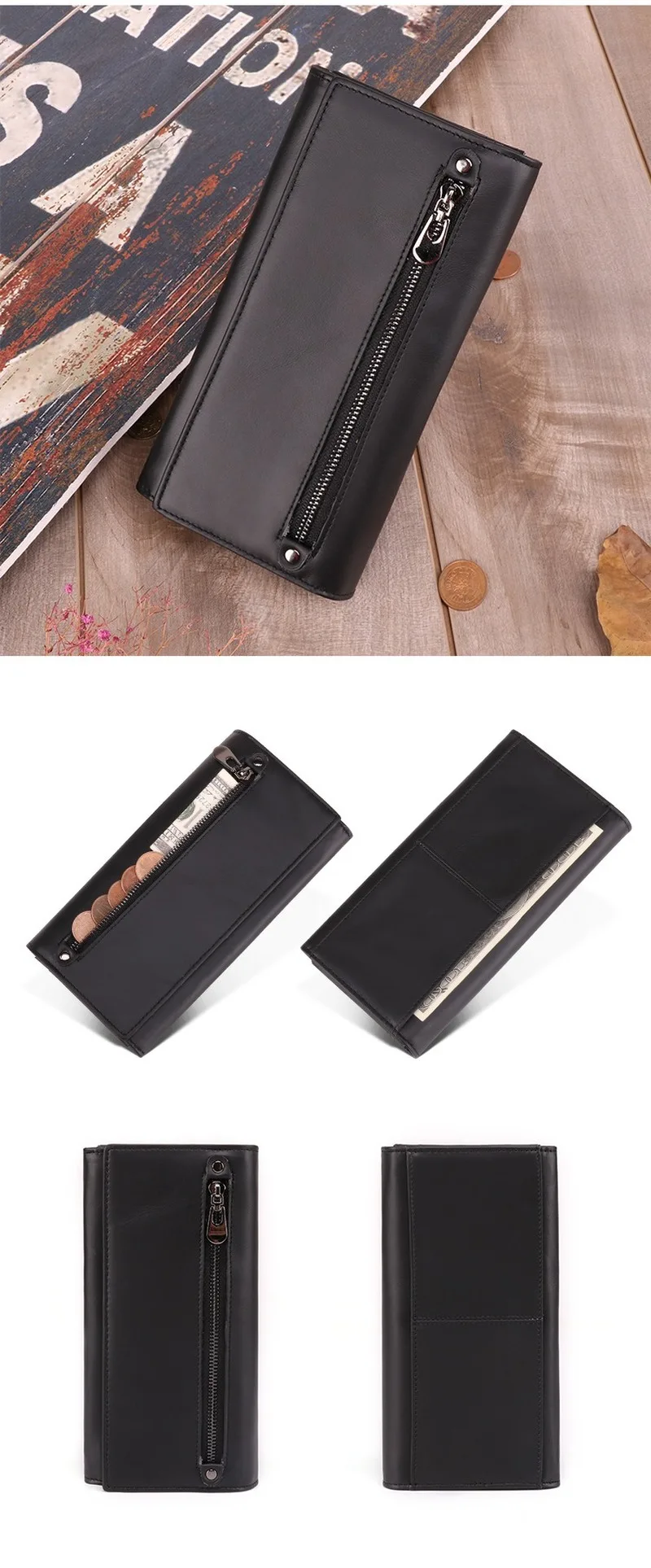 Korean Fashion Lady's Wallet Retro Leather Multi-card Pocket Handbag Mobile Wallet