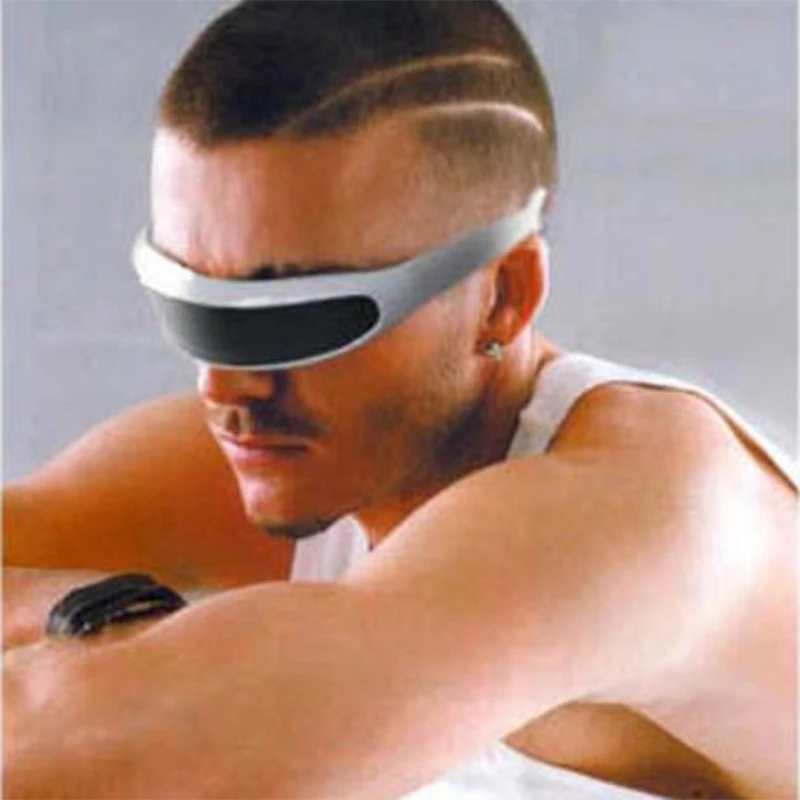

2021 Windproof Visor Sunglasses Men Women One Piece Sunny Flat Top Goggles Oversized Shield Robot Sun Glasses Male