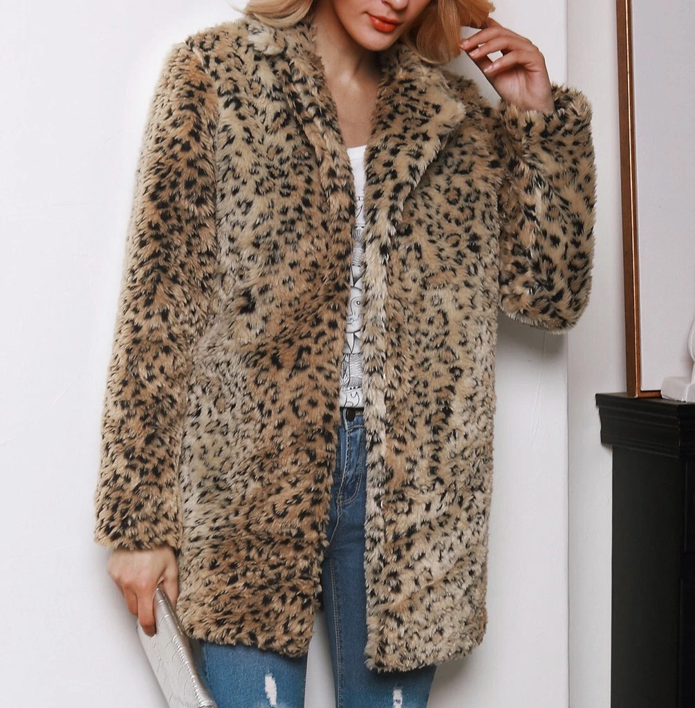 JAYCOSIN утепленная леопардовая Женская куртка средней длины из искусственного меха женская тонкая повседневная меховая куртка Женская Harajuku женская 906