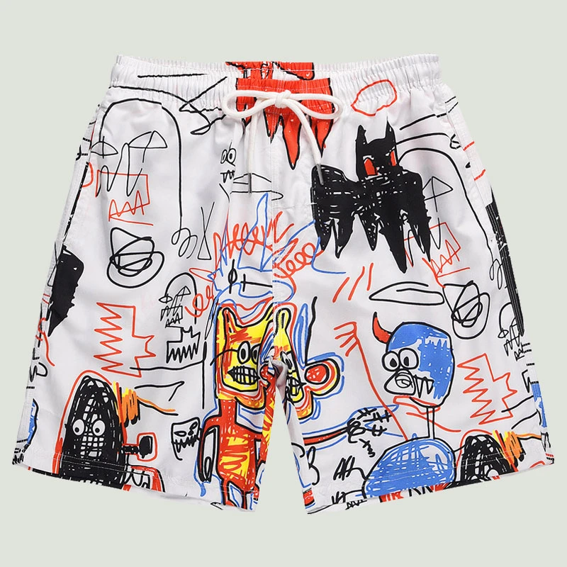 Pantalones cortos con estampado Digital para hombre, Shorts moda con estampado de grafiti, de malla interior doble, informales, holgados, secado rápido para parejas|Pantalones cortos surf| - AliExpress