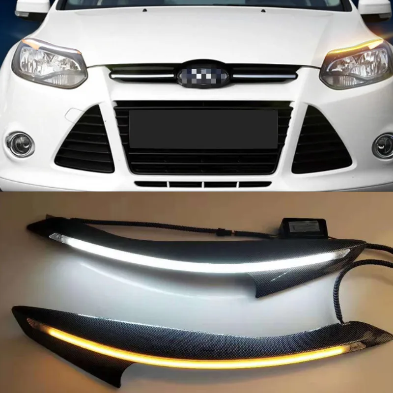 Car Headlight Eyebrow Decoration Turn Signal DRL LED Daytime Running Light for Ford Focus 3 MK3 2012-2015