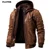 Men's Real Leather Jacket Men Motorcycle Removable Hood winter coat Men Warm Genuine Leather Jackets 8