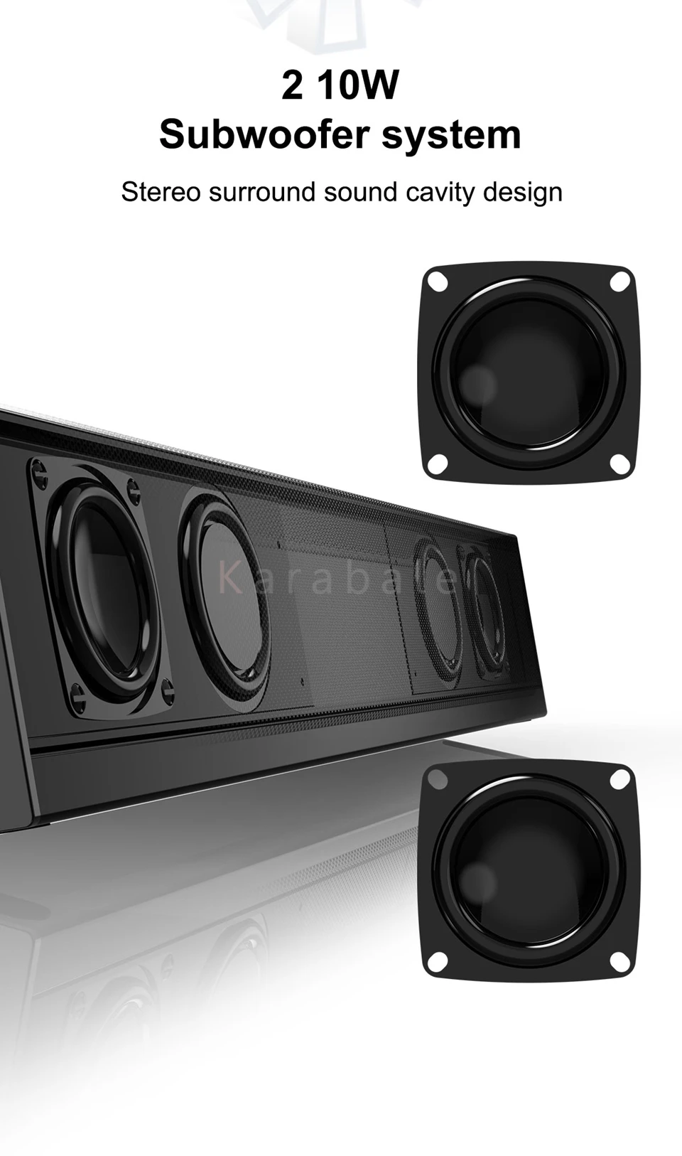 S688 4 драйвера 20 Вт Bluetooth динамик Soundbar, сабвуфер супер низкие частоты, портативный беспроводной компьютер PC tv HIFI динамик Mic FM радио