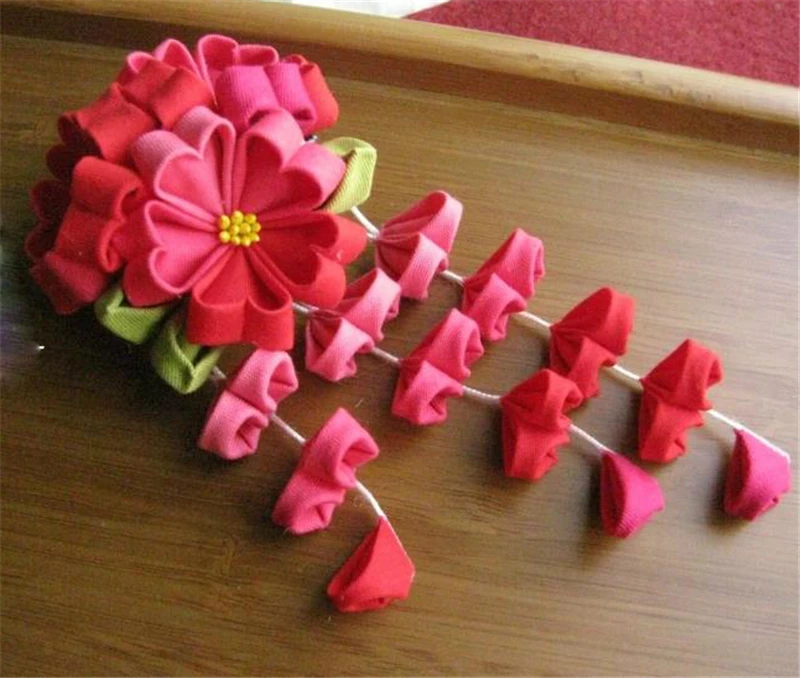 1 шт., ручная работа, японская Сакура tsuami zaiku kanzashi, заколка для волос, ткань, цветок, для декора одежды, аксессуары, Cos Реквизит для костюмов, женщин - Цвет: e