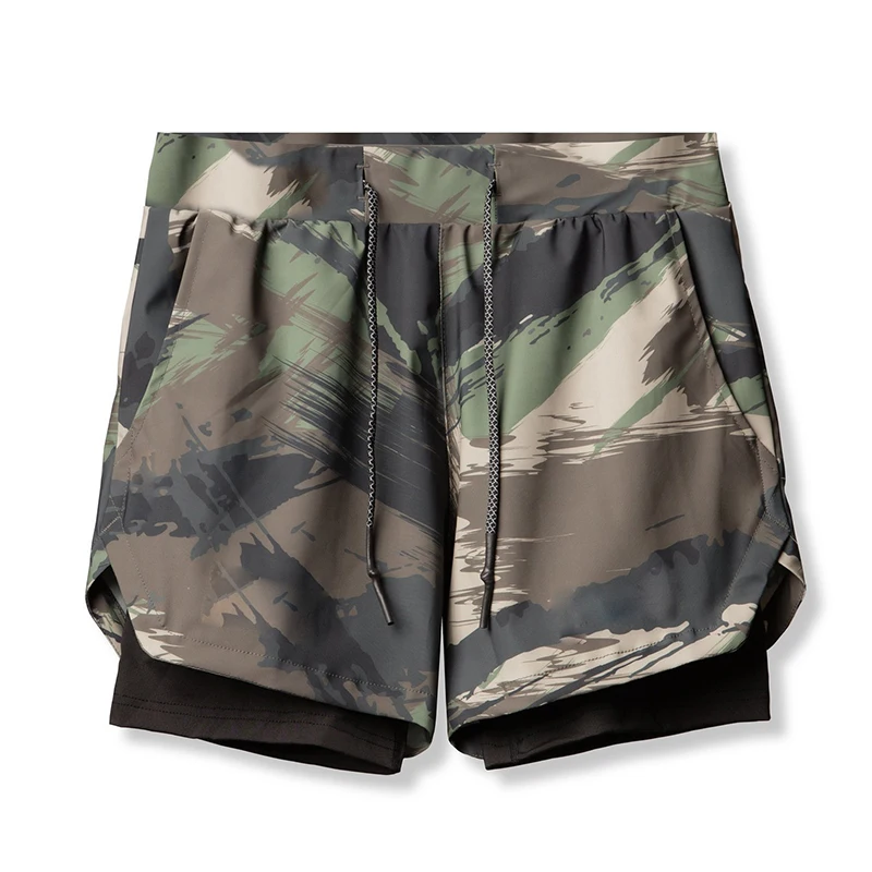 FOCUSFIT Men's Running Sports Shorts Men's Summer Fitness Double-layer Breathable Casual Pants Beach Five-point Pants