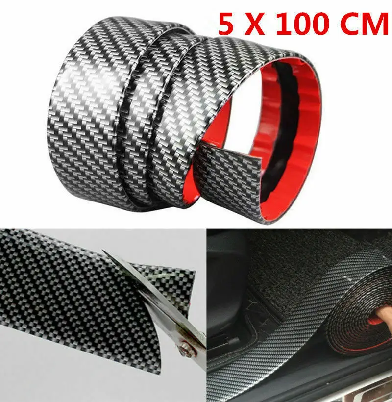 

5CM*1M Styling Car Sticker Carbon Fiber Rubber Edge Guard Strip Car Door Seal Sill Protector Tuning Exterior Parts Accessories