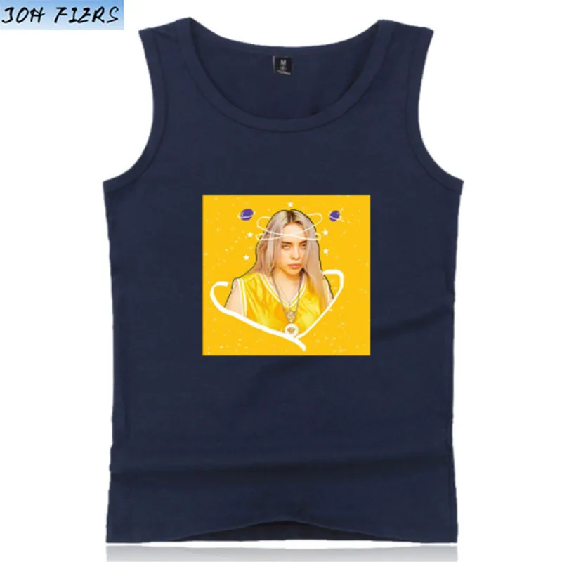 Billie eilish жилет, новинка, 2D принт, круглый вырез, майка, топ, летняя, классная, без рукавов, новинка, Хит, мужская, женская, повседневная, парная одежда, новинка - Цвет: navy blue3