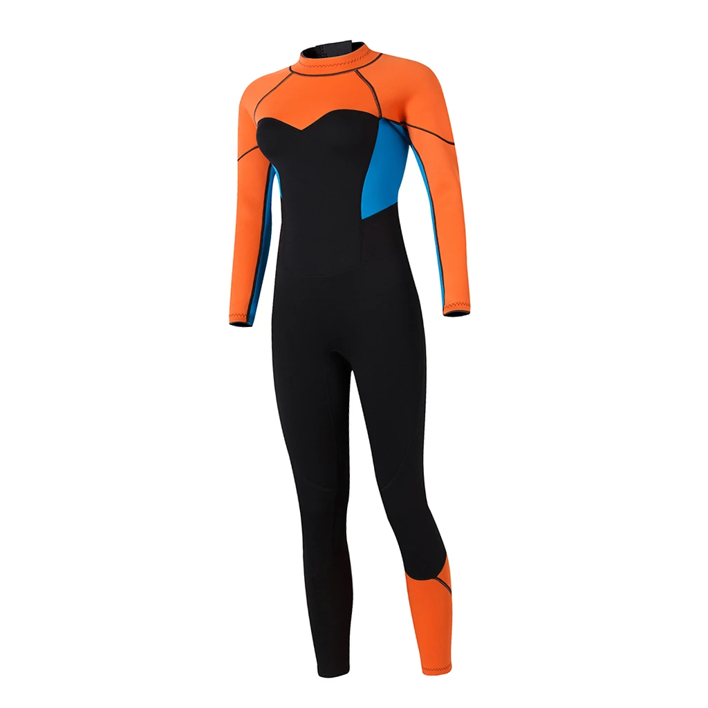 Женский гидрокостюм из неопрена 3 мм, полный спортивный костюм для дайвинга, подводного плавания и подводного плавания, оранжевый