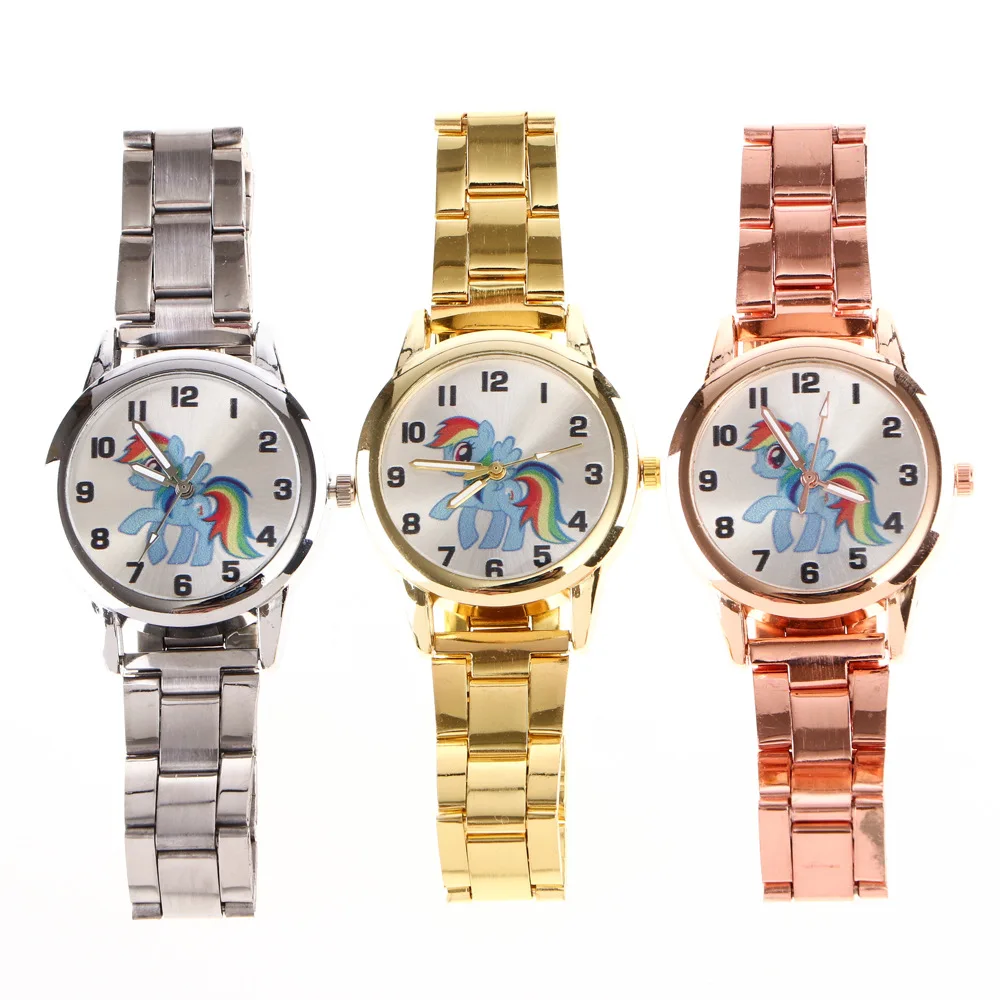 

New Products Twelve With Numbers Point Rainbow Tail Unicorn Dial Steel Belt Men And Women Watch