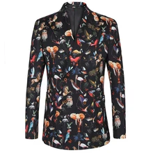 Мужской двубортный блейзер с принтом фламинго, пиджак для мужчин, высокое качество, блейзер, американский стиль, размеры 48R