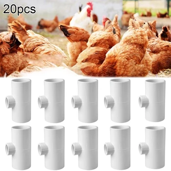 

20*drinker 1/2 Inch PVC T-shaped Pipe Joint Automatic Drinkers Cup Nipple Chicken Pet Supplies Backyard Poultry Supplies