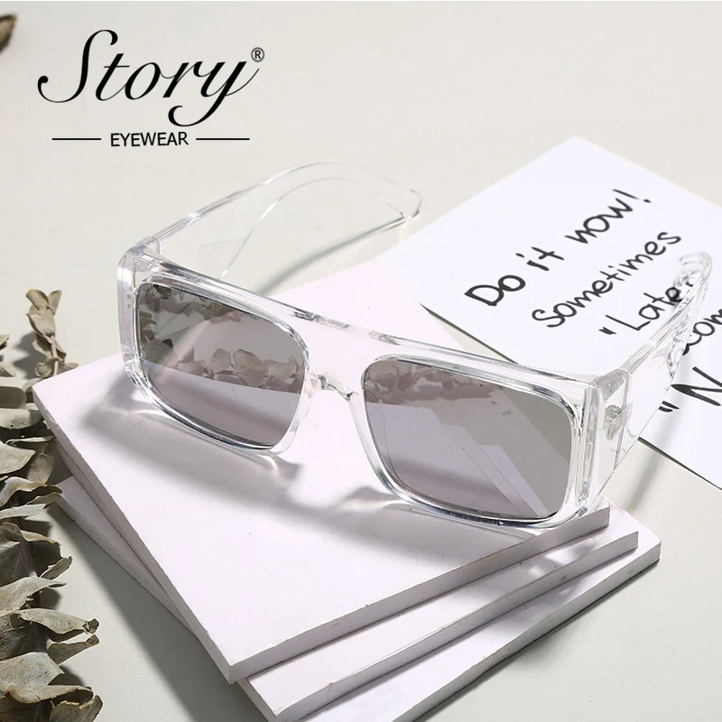 Story fashion Square Gradient Sunglasses Women Men 2020 Brand Designer Vintage Leopard Clear Frame Windproof Goggles S1955G 2