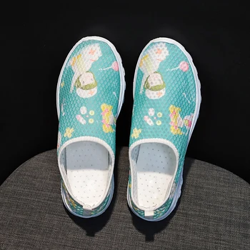 

WDHKUN New Cartoon Nurse Doctor Print Women Sneakers Slip on Light Mesh Shoes Summer Breathable Flats Shoes Zapatos Planos