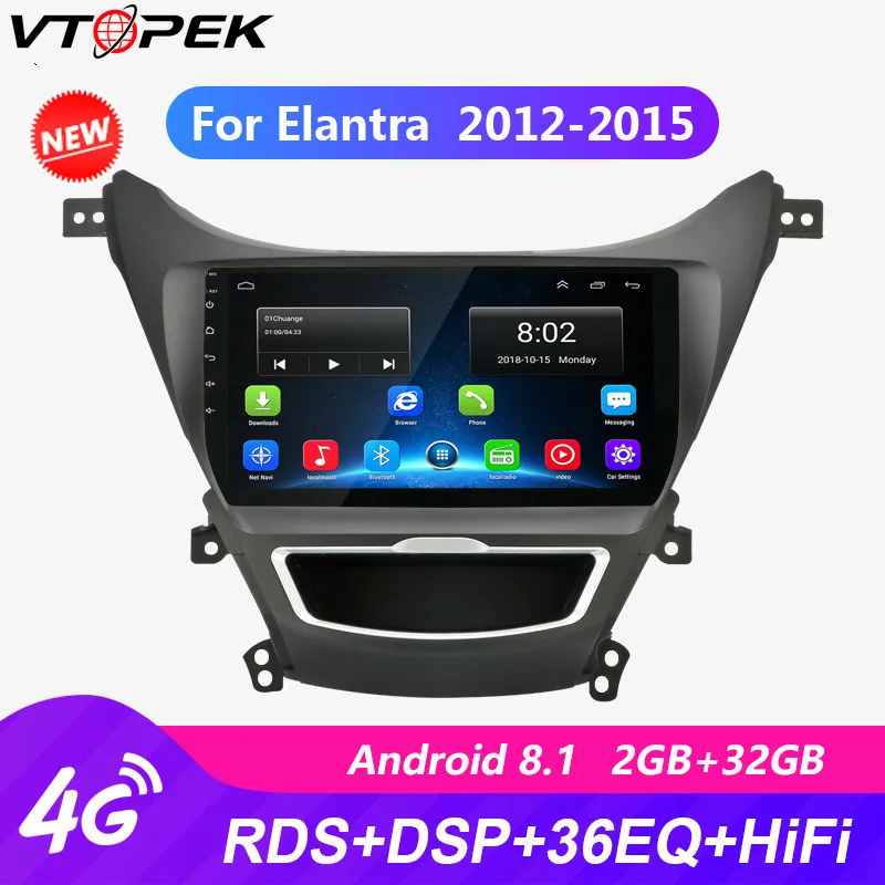 

9" 4G WIFI 2 Din Android Car Radio Player Touch Screen Gps Multimedia Radio Bluetooth Navigation for Hyundai Elantra 2012-2015