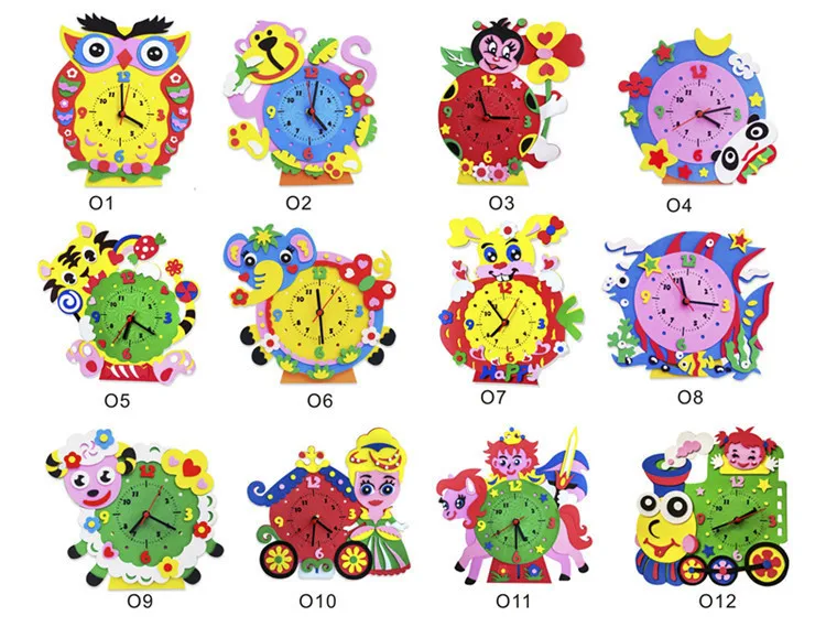 EVA часы серии О 'креативные Детские DIY для изготовления ручной работы с цифрами дизайнерские часы мультяшные Забавные часы
