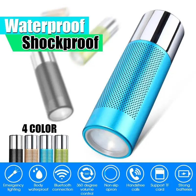 Портативный открытый bluetooth динамик водонепроницаемый беспроводной сабвуфер светодиодный аварийный свет 8 часов воспроизведения времени динамик