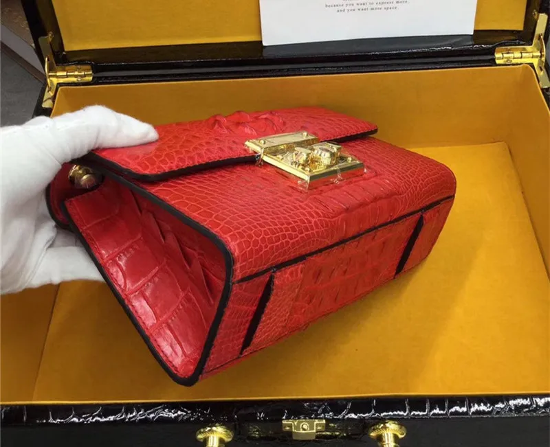 Petit sac exotique en crocodile | Sac à rabat en véritable alligator | Épaule chaîne