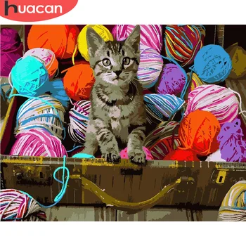 

HUACAN DIY Painting By Number Cat Pictures By Numbers Animal Kits Drawing On Canvas Hand Painted Paintings Art Gift Home Decor