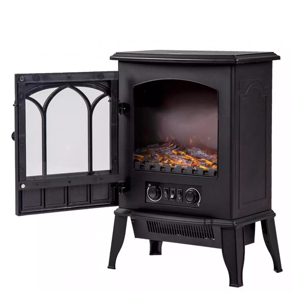 Electric Fireplace 1.5KW/2KW Free Standing Electric Wood Stove|Fireplace  Heater with Openable Door Realistic Flame and Logs - AliExpress