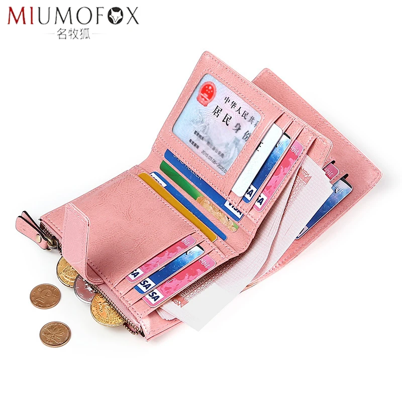

Genuine Leather Wallet Female Women Short Wallets Coin Purse Versatile Small Card Holder Wallet Fashion Brand Purse Rfid Design