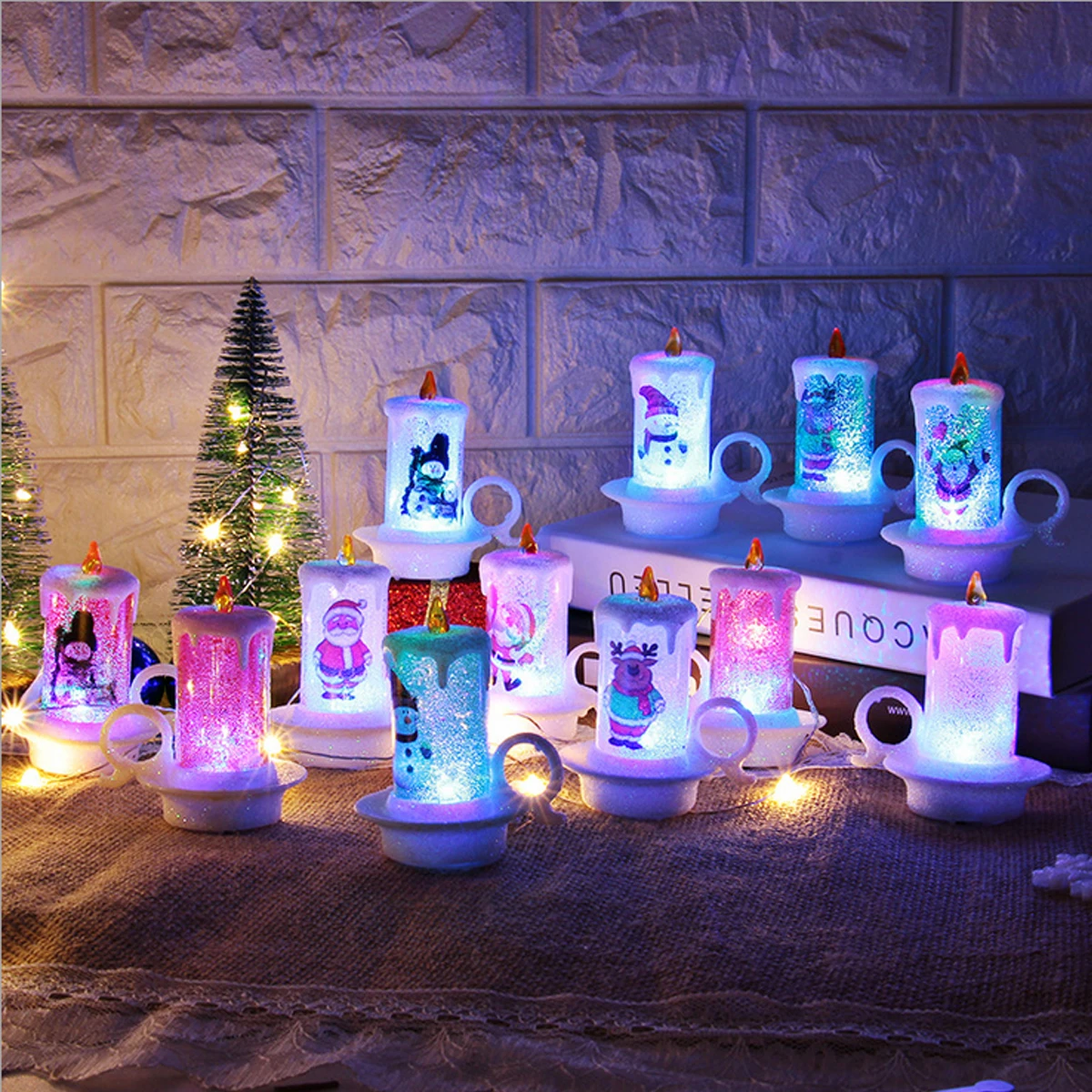 Светодиодная свеча Цвет Изменение мерцающий свет блестящее украшение Рождественские декоративные свечи лампа