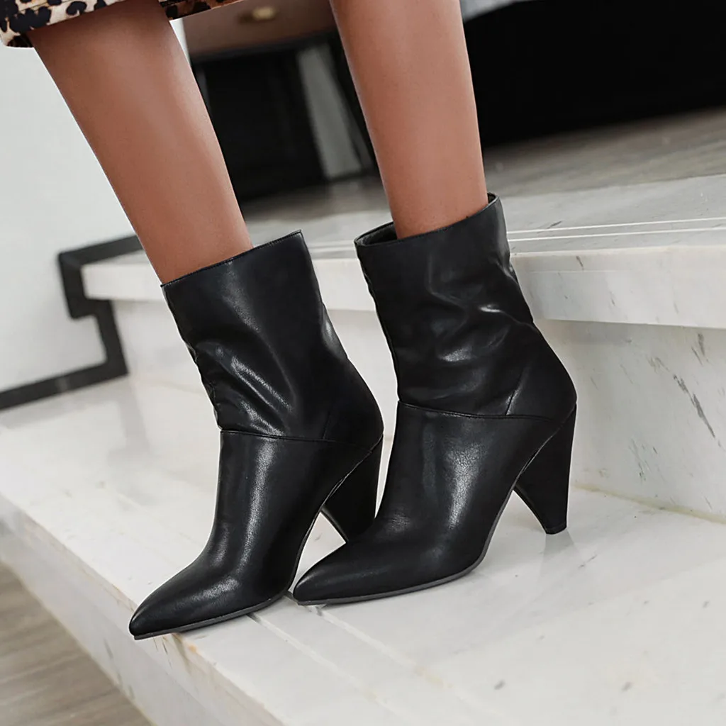 Sagace/обувь Женские зимние ботинки с острым носком на молнии Sapatos Das Mulheres из