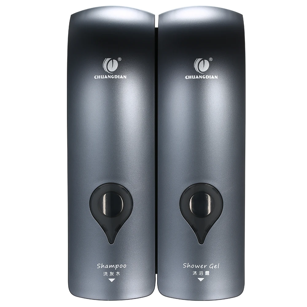CHUANGDIAN-벽걸이 형 수동 비누 디스펜서, 300ml x 2, 더블 헤드 샤워 젤, 액체 디스펜서, 호텔 가정 욕실용