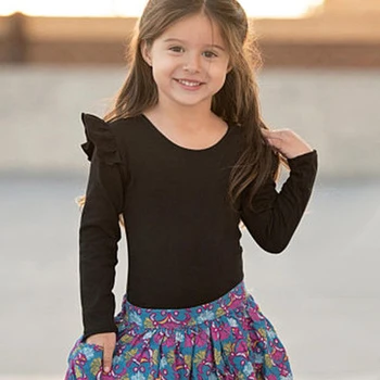 

New Fashion Baby Girls T-shirt Long Sleeve T-shirt Petal Sleeve T-shirt Casual T-shirt O-neck T-shirt